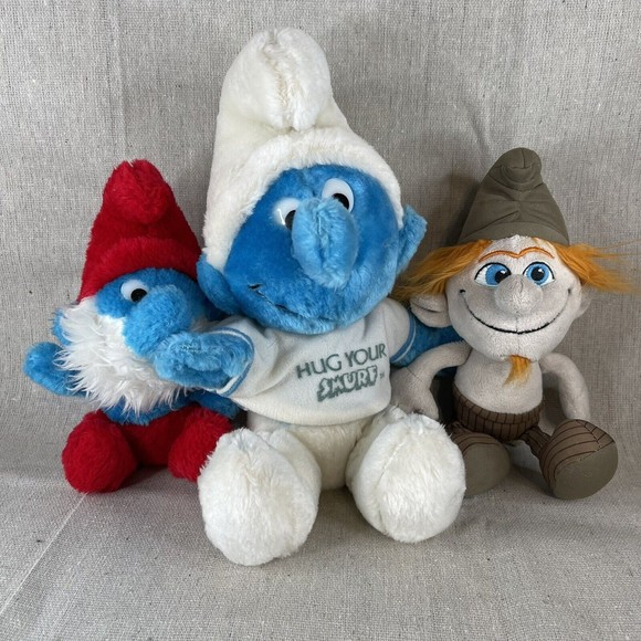Smurf Plush Lot Papa Smurf 8” 1981 Hug Smurf 10” 1979 Hackus Smurf 9.5” 2013 - Picture 1 of 13